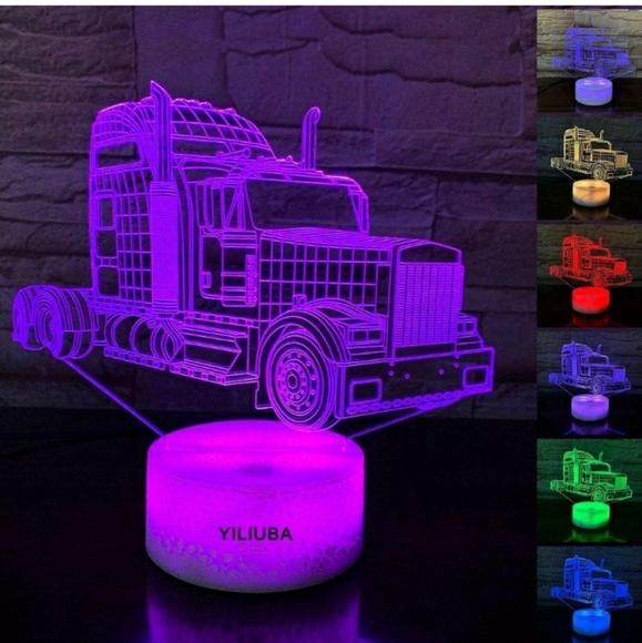 NIB Awesome 3D Semi Truck~Truckers convoy🚛🚚 LED 7 color Change USB night light - Picture 2 of 10